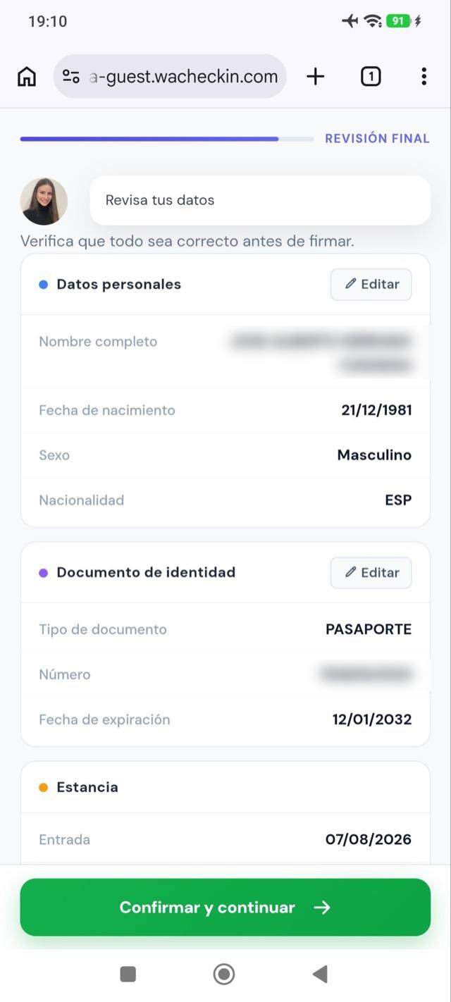 Paso del check-in online